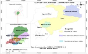 Carte de Localisation du projet Redd+ de conservation de la forêt communale de Yoko. Source : Revue scientifique marocaine.